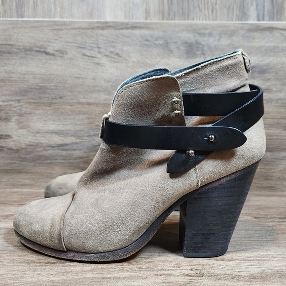 Rag & Bone Harrow Suede Leather Distressed Heeled Booties Ankle Boots Sz 38.5/ 8 - Picture 11 of 12